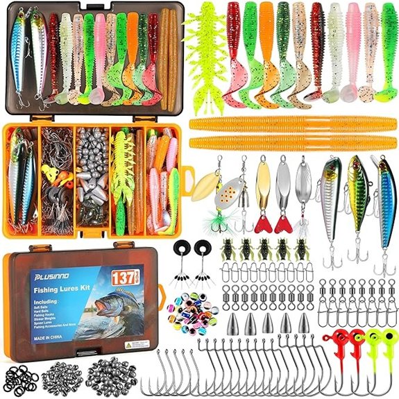 PLUSINNO 137Pcs Fishing Lures Tackle Box