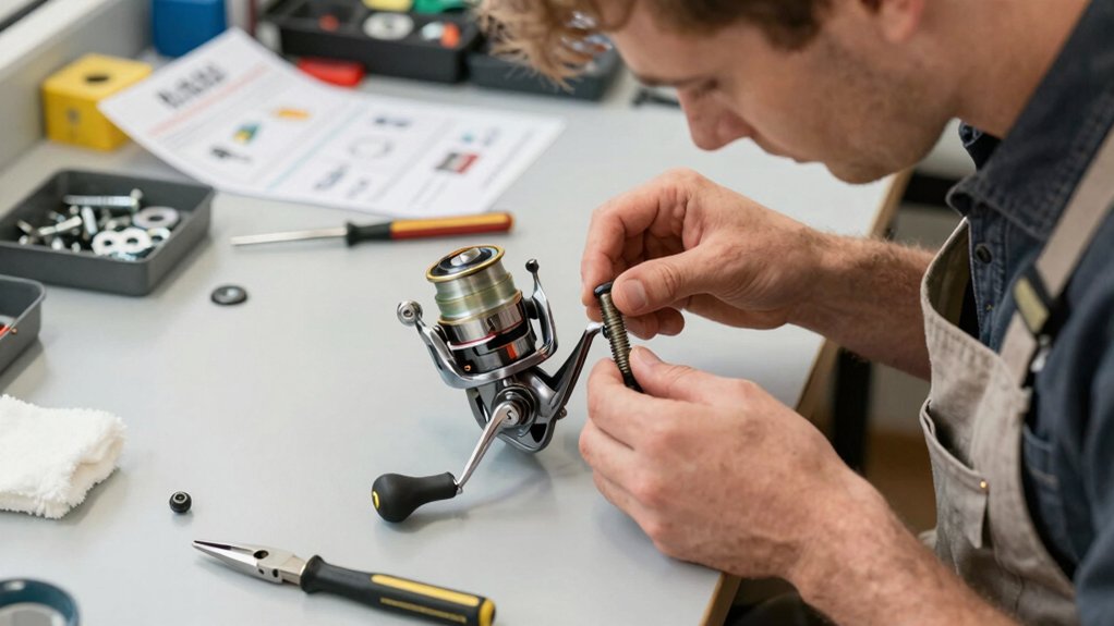 attach fishing reel handle