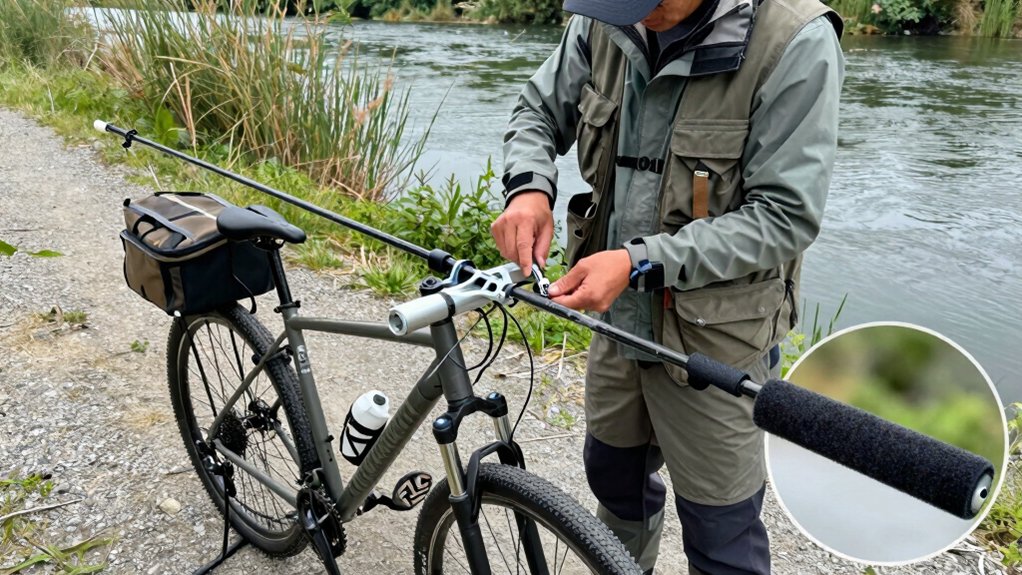 bike mounted fishing rod holder