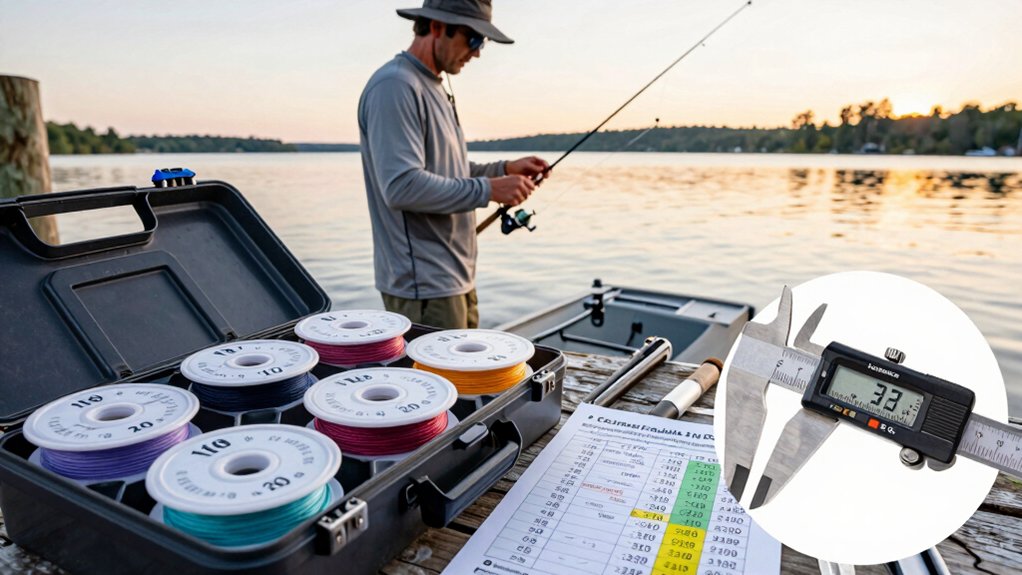 diameter of 20lb line