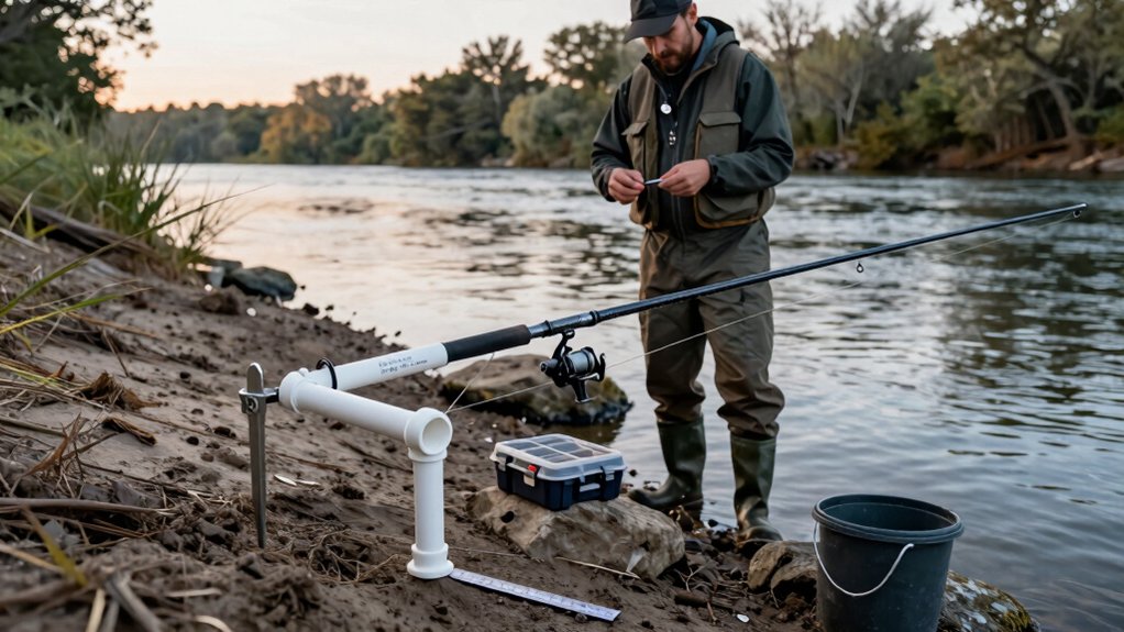 diy bank fishing rod holder