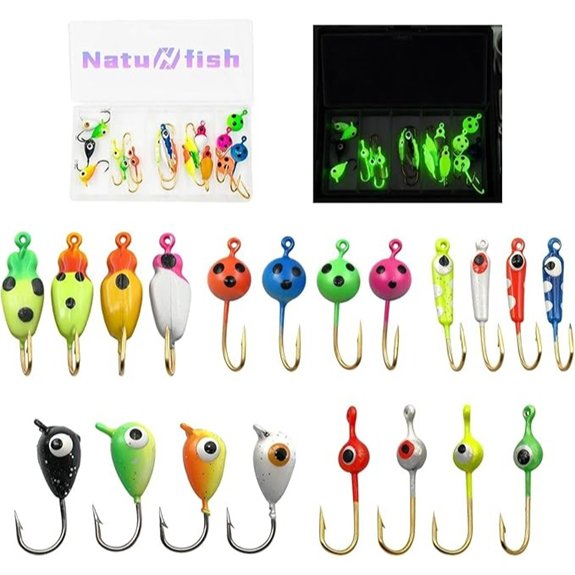 Glow Ice Fishing Jigs with Storage Box