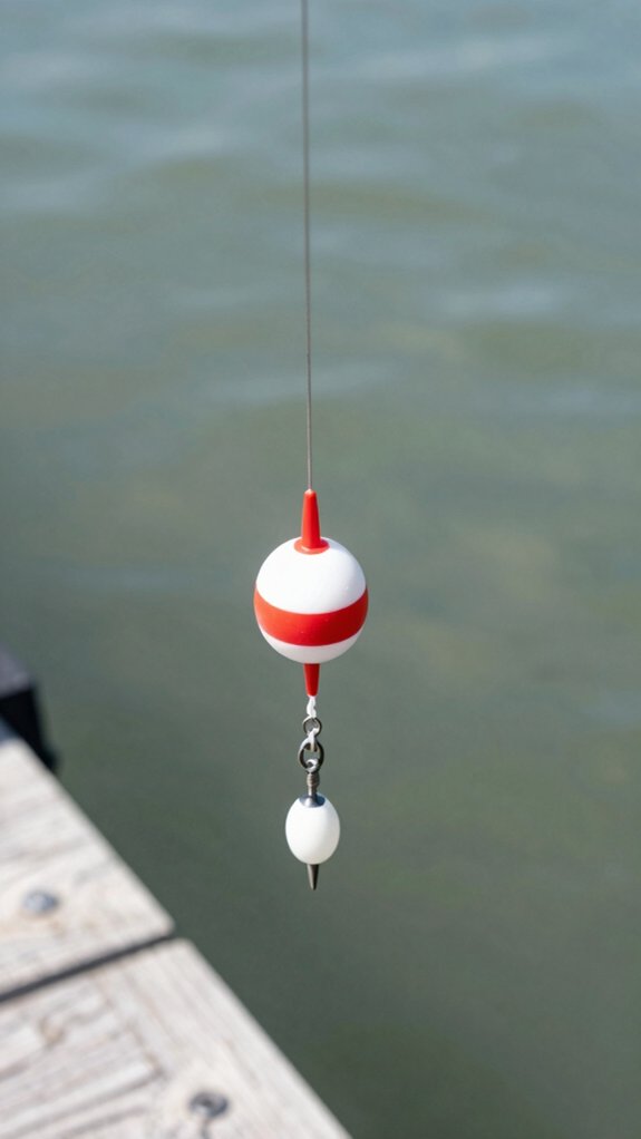 hook bobber weight moistened knot