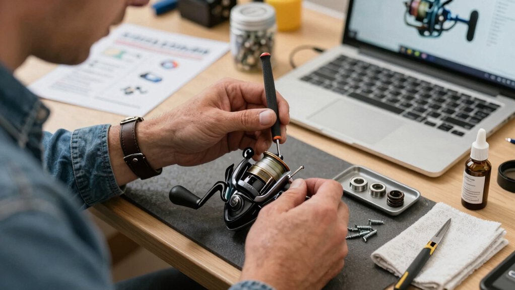 repairing a broken fishing reel