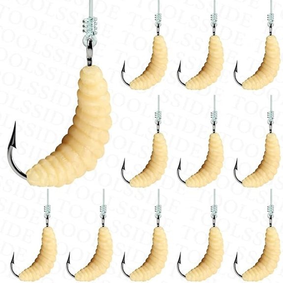 TOOLSSIDE Rubber Maggots Fishing Bait (12 Pcs)