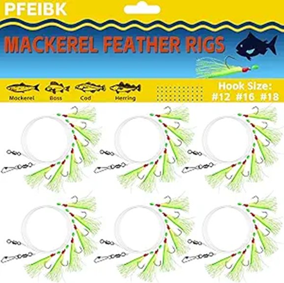 10pcs Mackerel Fishing Rigs with Hooks & Lures