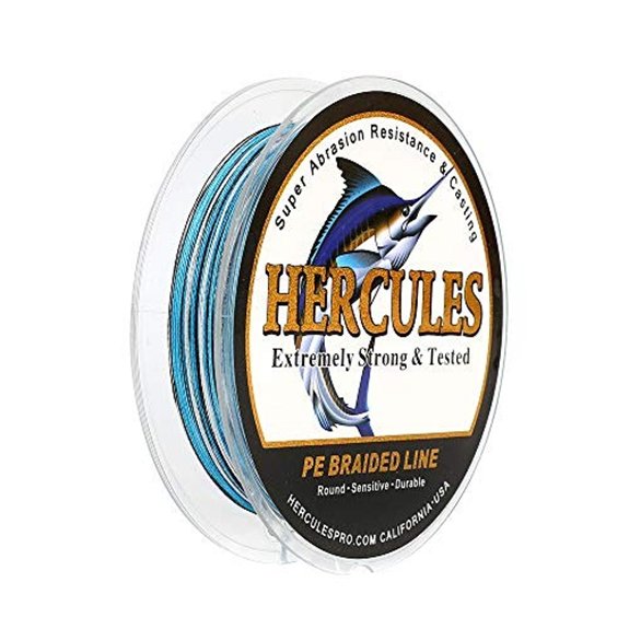 HERCULES 30LB Braided Fishing Line 4 Strands - Blue Camo
