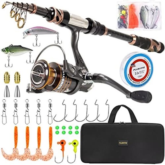 PLUSINNO Carbon Fiber Telescopic Fishing Rod and Reel Combo