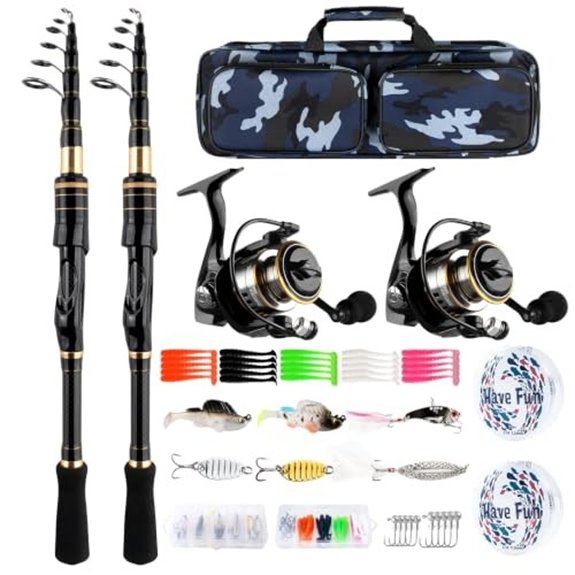 Carbon Fiber Telescopic Fishing Rod Reel Combo with Compact Carrier Bag