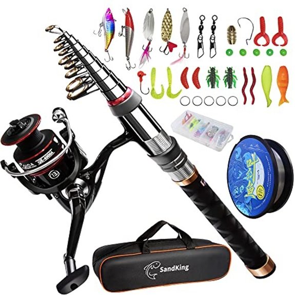 Fishing Pole Kit Carbon Fiber Telescopic Rod and Reel Combo