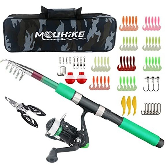 Fishing Rod Reel Full Kit Portable Travel Spinning Pole Reel Lure Carry Bag