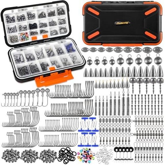 PLUSINNO Fishing Accessories Kit with Tackle Box (264/397pcs)
