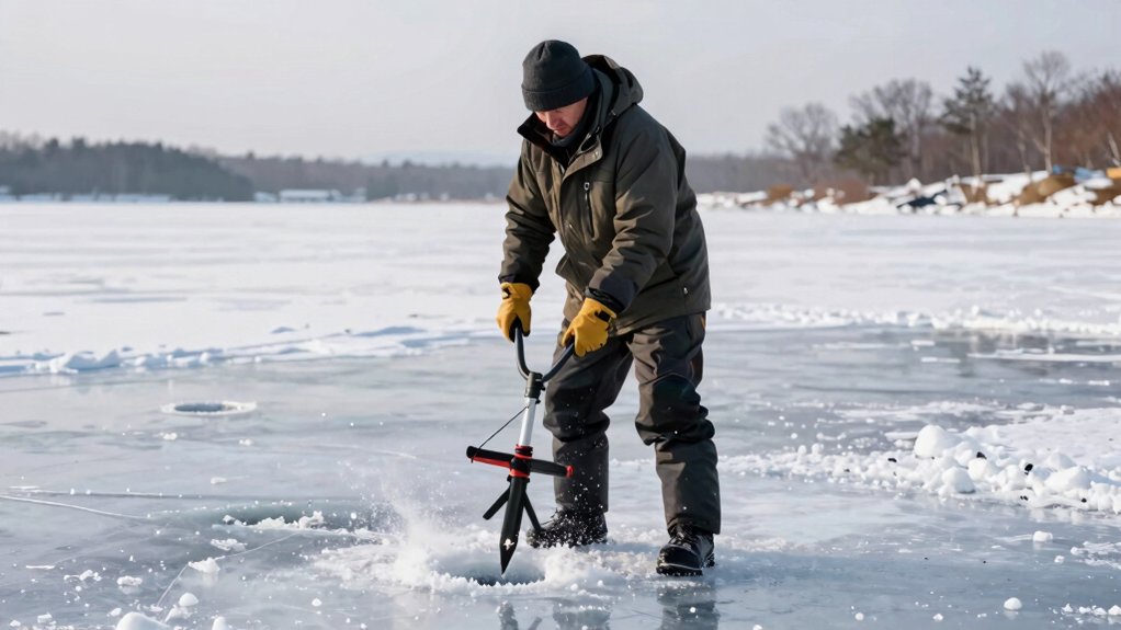 drill holes in ice