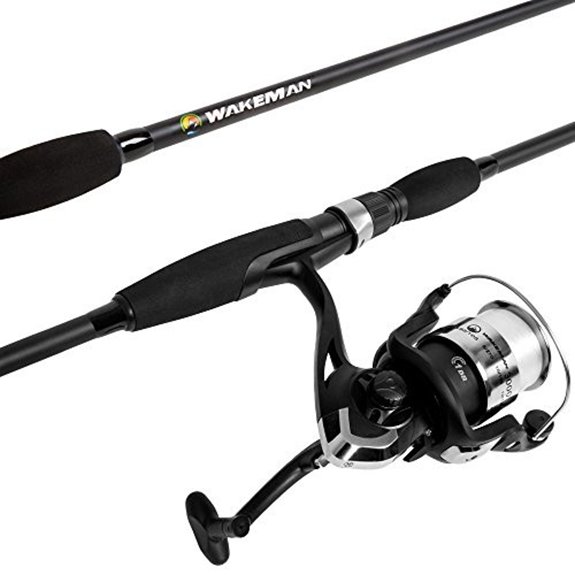 Wakeman Fiberglass Fishing Pole & Spinning Reel Combo (Black)