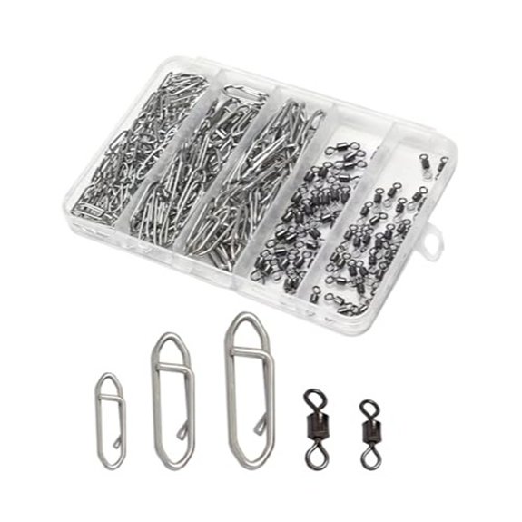 Facikono 220pcs Speed Clips and Barrel Swivels Kit