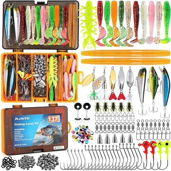 PLUSINNO 137Pcs Fishing Lures Tackle Box Kit