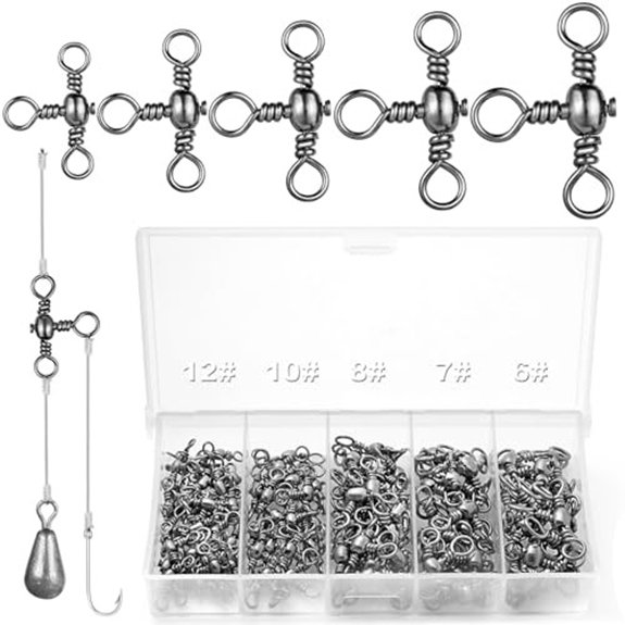 Realure 100Pcs T-Shape Fishing Swivels 5 Sizes