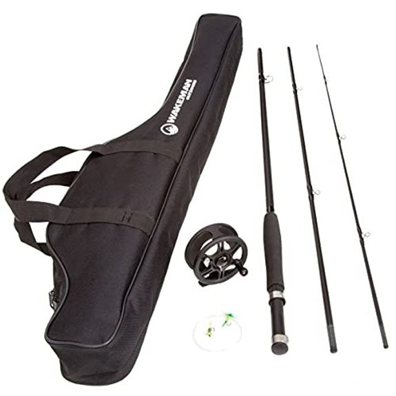 Wakeman Charter Series Fly Fishing Rod and Reel Combo 8ft Black