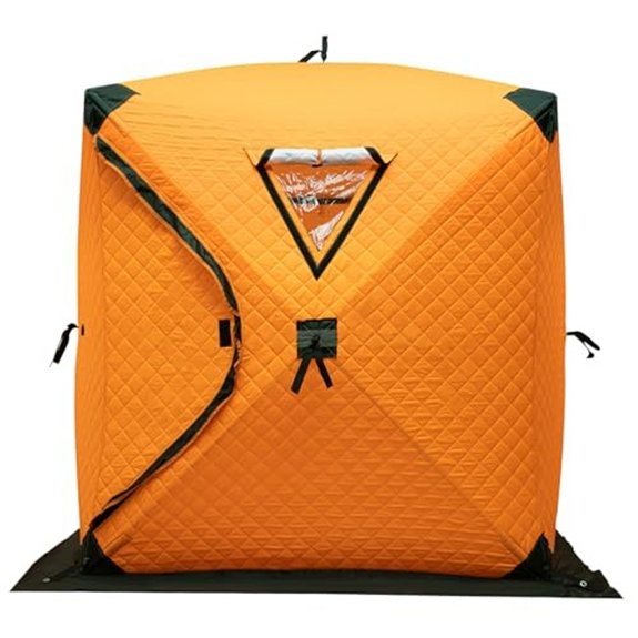 Insulated Portable Ice Fishing Tent for 1-2 People (Orange)