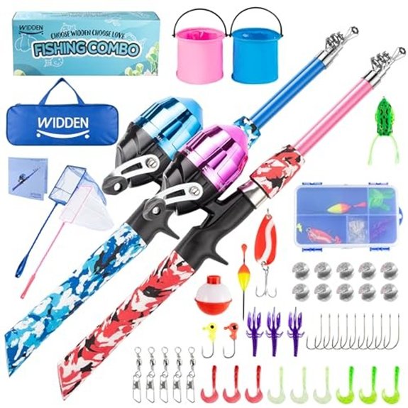 WIDDEN 2 Pack Kids Fishing Pole Set with Tackle Box