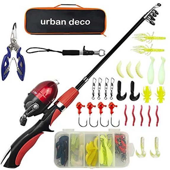 Urban Deco Kids Telescopic Fishing Pole Kit - Red