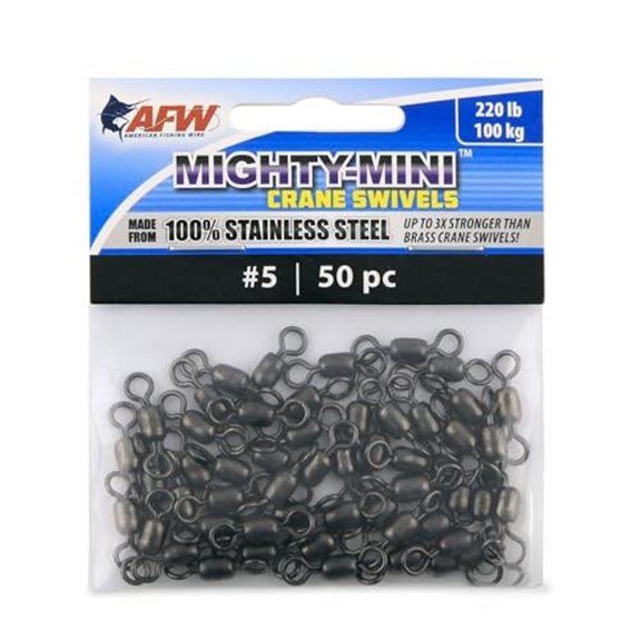 AFW Mighty-Mini Wire Crane Fishing Swivels 220lb Test - 50 Pieces