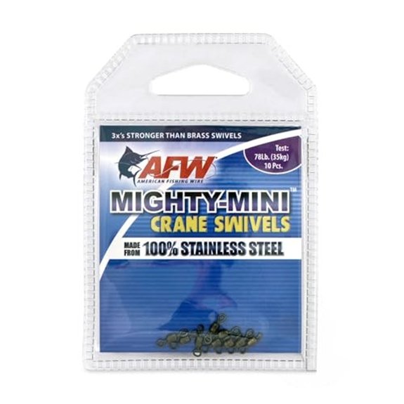 AFW Mighty-Mini Wire Crane Fishing Swivels 78lb Test - 10 Pieces