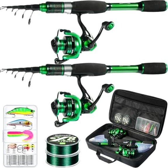 Ghosthorn 2 Pack Telescopic Fishing Rod and Reel Combo,Portable Travel Set