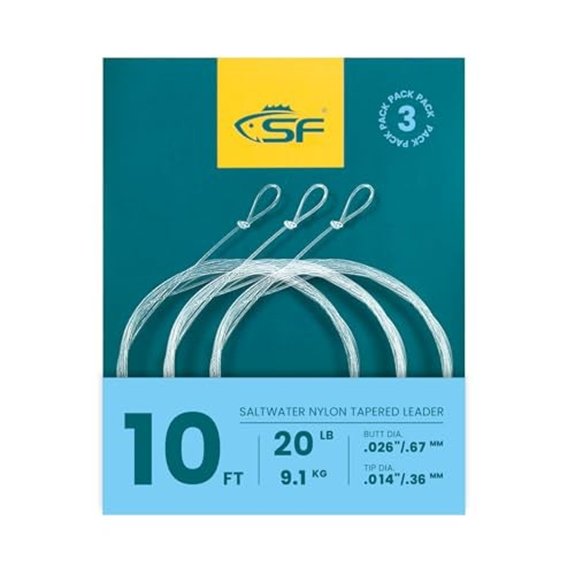 SF 10FT 20lb Pre-Tied Saltwater Fly Fishing Leader