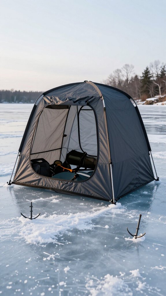 secure ice shelter properly