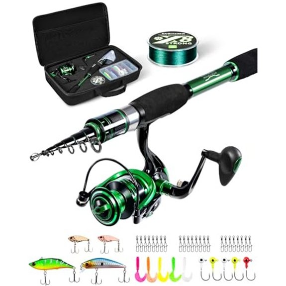Ghosthorn Telescopic Fishing Rod and Reel Combo,5PCS Fishing Spinning Kit